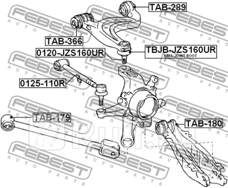 Сайлентблок задн подвески lexus gs300/400/430 jzs160 1997-2005 tab-366 FEBEST TAB-366  для прочие 2, FEBEST, TAB-366