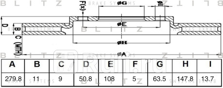 Диск тормозной задний ford c-max kuga 12- BLITZ BS0468  для Разные, BLITZ, BS0468