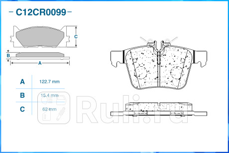 Тормозные колодки задние (low metallic) c12cr0099 CWORKS C12CR0099  для прочие 2, CWORKS, C12CR0099