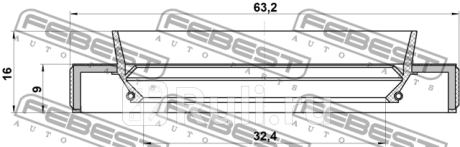 Сальник привода (34x63x9x16) 95hby-34630915l FEBEST 95HBY-34630915L  для прочие 2, FEBEST, 95HBY-34630915L