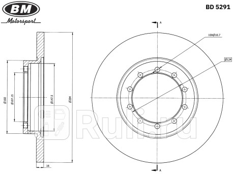 Диск тормозной задний (1шт.) bd5291 BM-Motorsport BD5291  для прочие 2, BM-Motorsport, BD5291