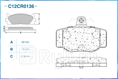 Тормозные колодки задние (low metallic) c12cr0136 CWORKS C12CR0136  для прочие 2, CWORKS, C12CR0136