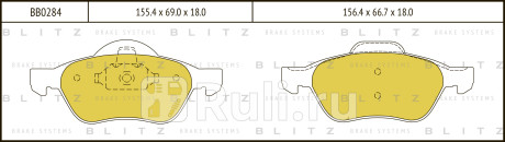 Колодки тормозные дисковые передние renault megane 04- BLITZ BB0284  для Разные, BLITZ, BB0284